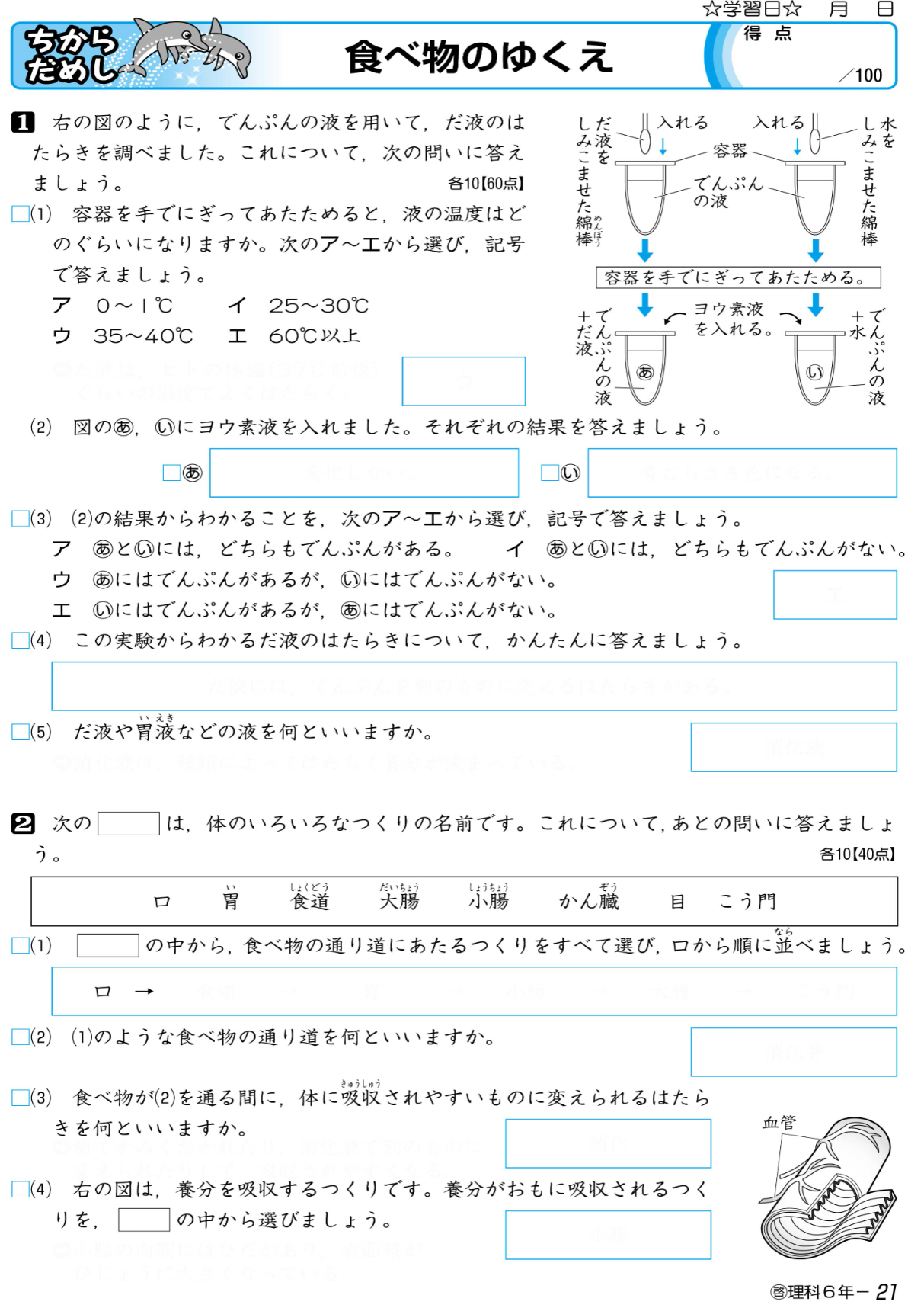 小学生教材「New小学生ワーク（理科）」の紙面イメージ